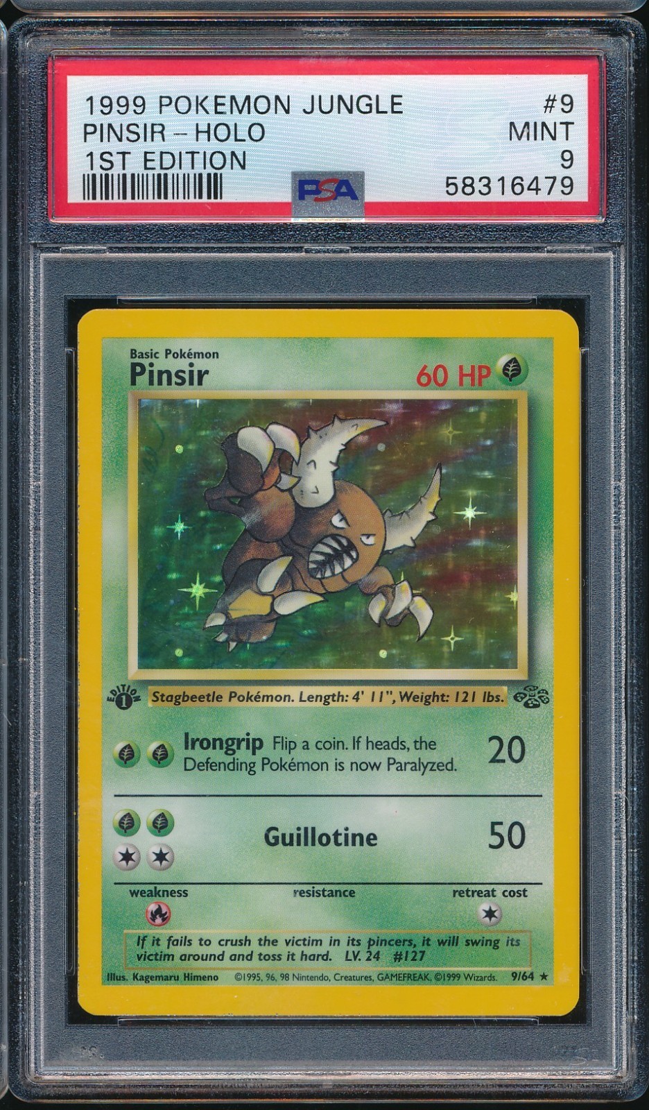 1999 Pokemon Jungle 9 Pinsir Holo 1st Edition First Edition PSA 9 - 58316479