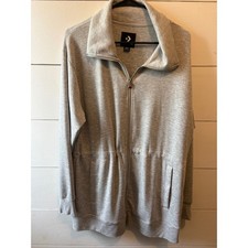 Converse Chuck Taylor All Star Womens Gray Full Zip Funnel Neck Jacket Medium
