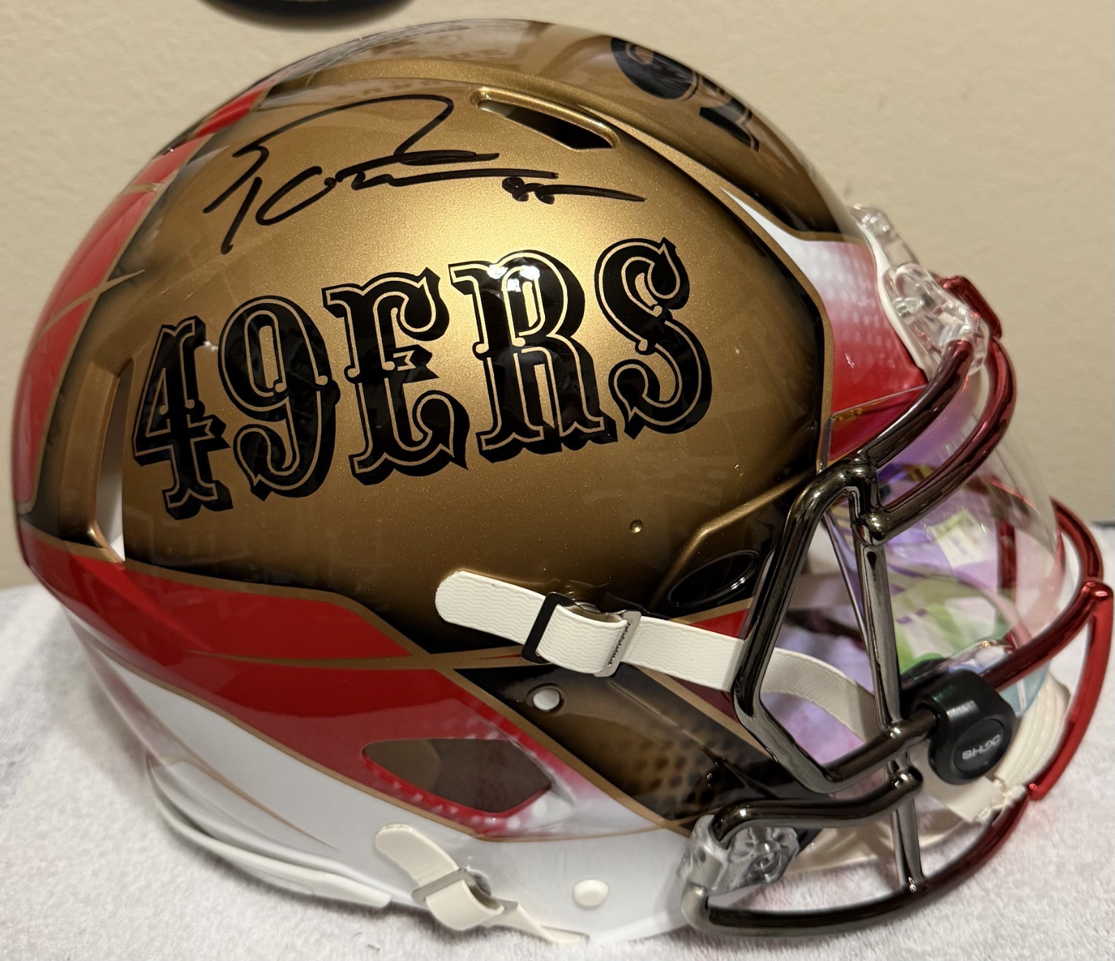 George Kittle Autographed FS Speed Auth Helmet 1/1 Art by Art Cabal