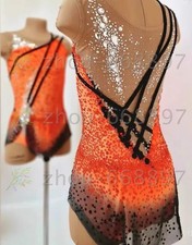 Girls' Rhythmic Gymnastics Leotards Artistic Gymnastics Jeweled dyeing orange