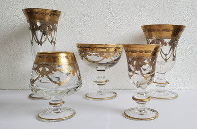 vergoldete Arte Italica Medici Gläser, Pokalglas, Art deco , Jugendstil
