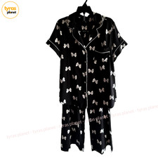 NWT  78 Kate Spade Black With White Bows Short Sleeve Pajama Set Size S/M