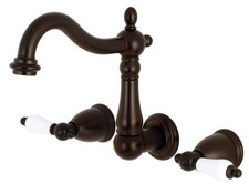 Kingston Brass KS1225 PL Heritage 1.2 GPM Wall Mounted Widespread - Bronze