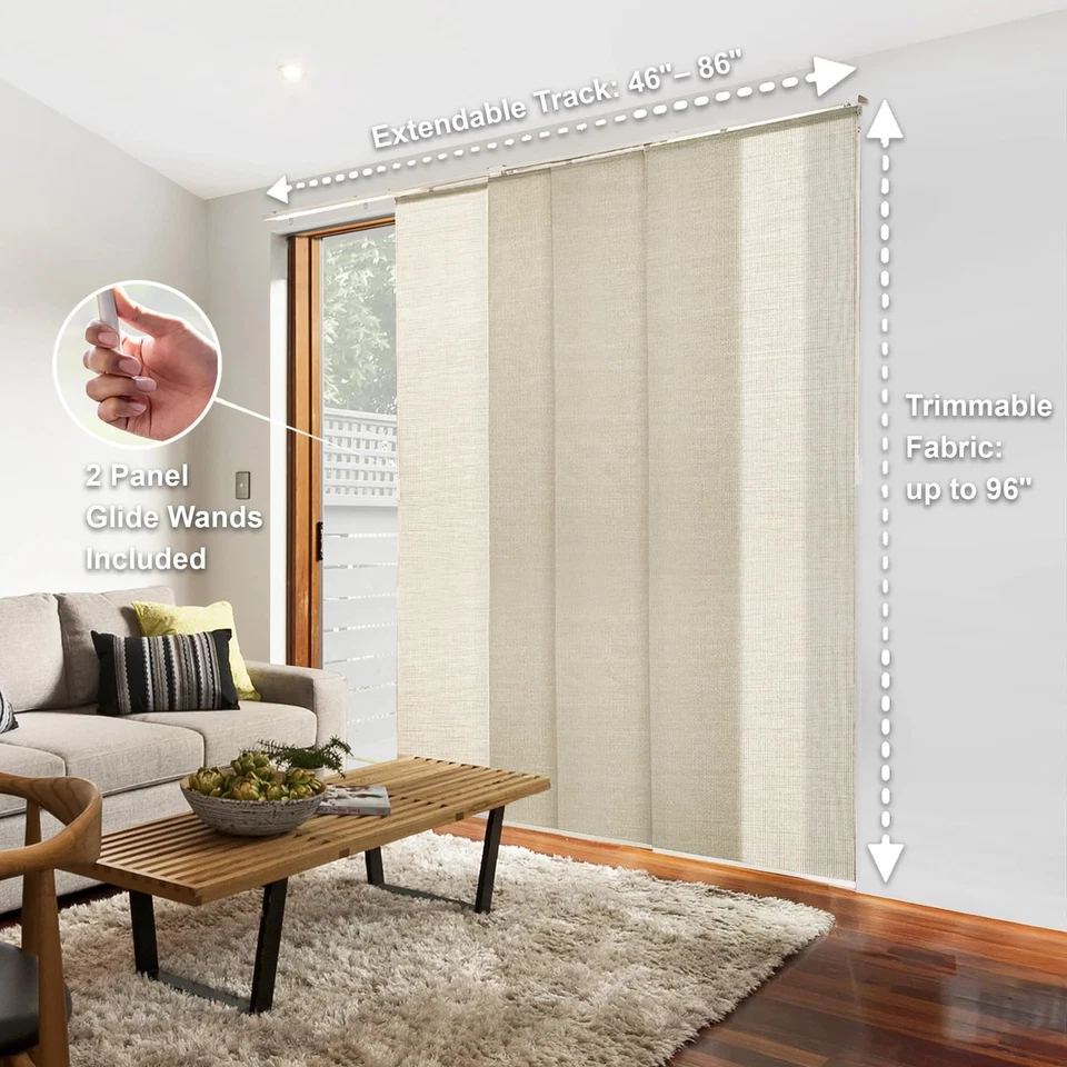 Tela textil natural de privacidad, persianas para puertas correderas, divisor de habitaciones, vertical azul... Foto 2 de 4