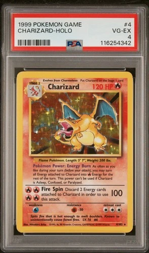 1999 POKEMON BASE SET UNLIMITED #4 CHARIZARD-HOLO PSA 4