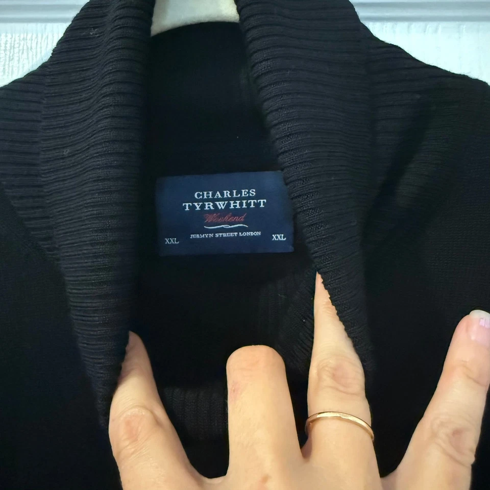 Suéter Charles Tyrwhitt Fin de Semana Negro Lana Merino Cuello Alto XXL Para Hombres (defecto) Foto 2 de 4