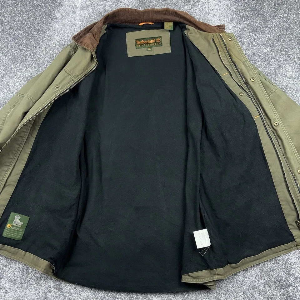 De Colección Timberland Chore Chaqueta Para Hombre XXL Lona Caza Granero Abrigo Trabajo Forrado de Vellón Foto 2 de 4