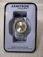 Armitron Pro Sport Womens Analog Watch, Water Resistant, Instalite, Silver
