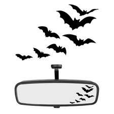 Rearview Mirror Halloween Bat Decal, Funny Flying Bats Window Bumper Vinyl St...