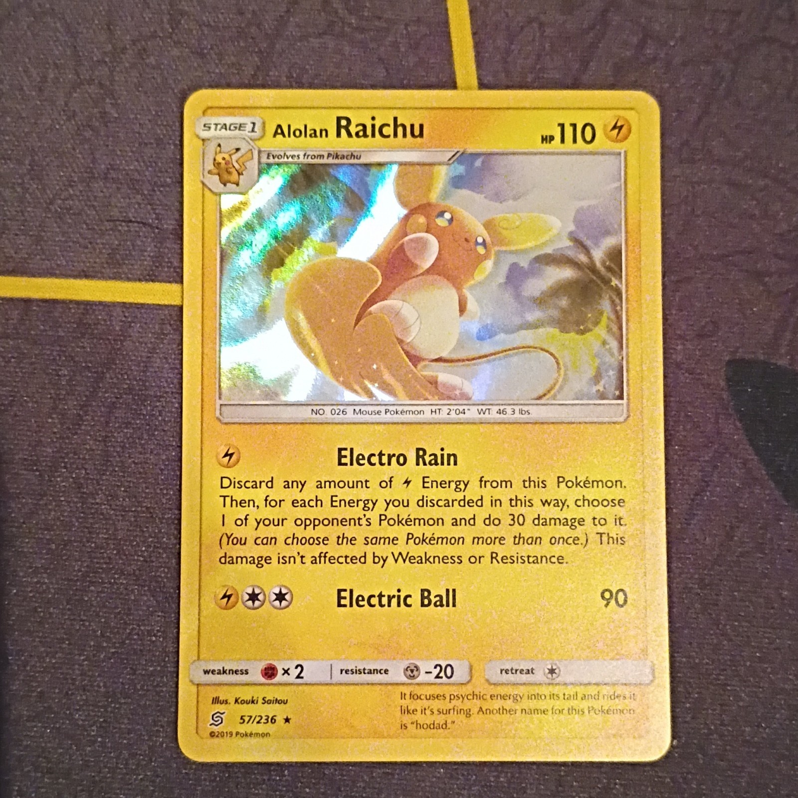 Pokémon TCG Sm-Unified Minds Alolan Raichu 57/236 110 HP Holo