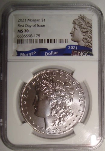 2021 Morgan Silver Dollar $1, 100th Anniversary NGC MS70 First Day of Issue FDOI
