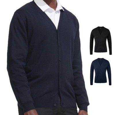Men´s Slim V-Neck Knitted Cardigan Herren V-Ausschnitt Uni Strickjacke Tailliert