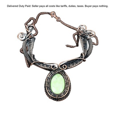 Natural Lemon Chrysoprase Chain Engagement Birthday Wife Necklace Jewelry Copper