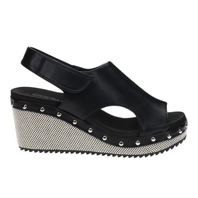 Corkys For Keeps Studded Wedge Slingback  Womens Black Casual Sandals 41-0626-BC