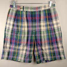 Vintage Tommy Hilfiger Shorts RN77806 Mens 34 Blue Plaid Pleated Bermuda Crest