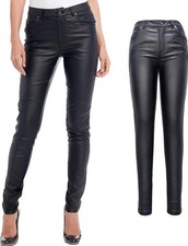Womens Stretchy Jeggings, Faux Leather Legging Pants with Pockets  Size S/M