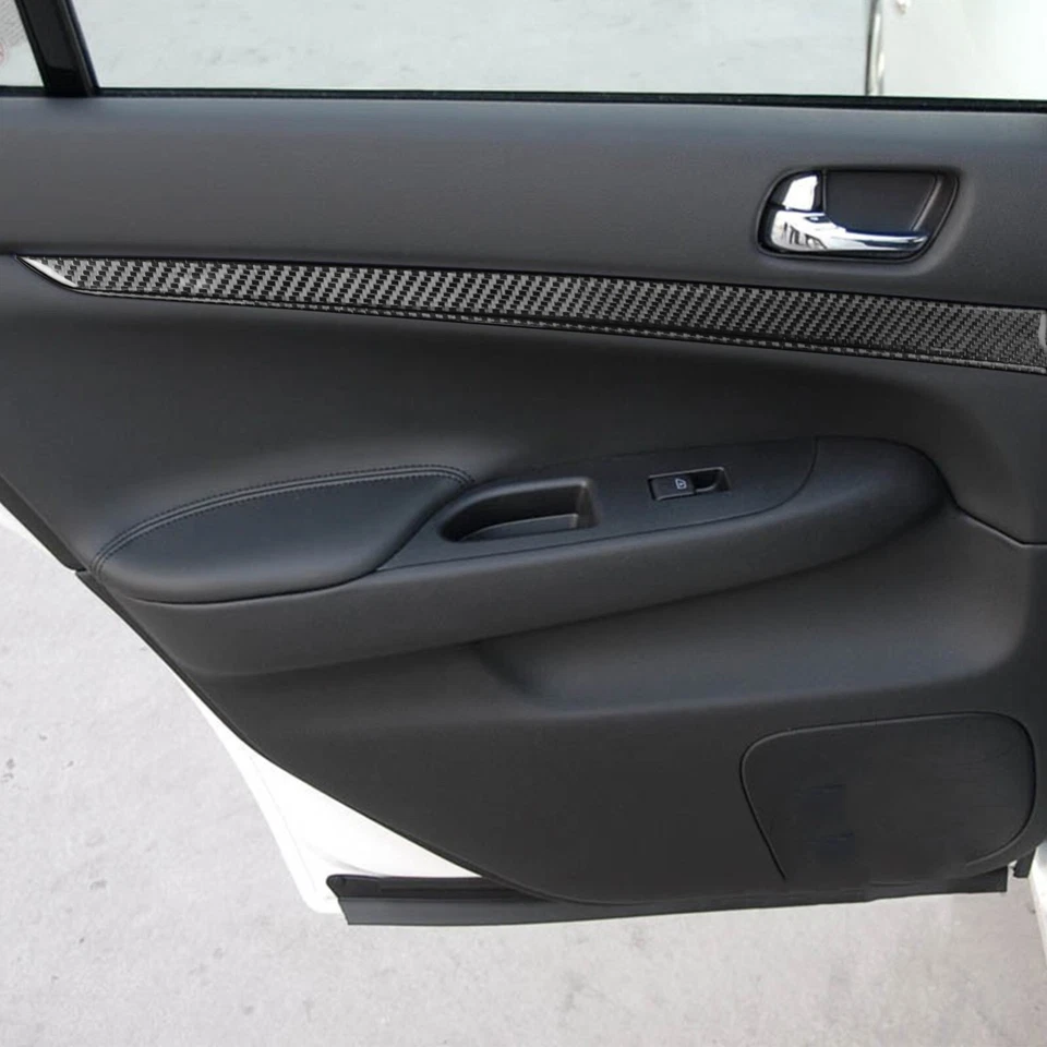 Cubierta de panel de puerta delantera interior de fibra de carbono para Infiniti G37 G35 G25 Foto 3 de 4