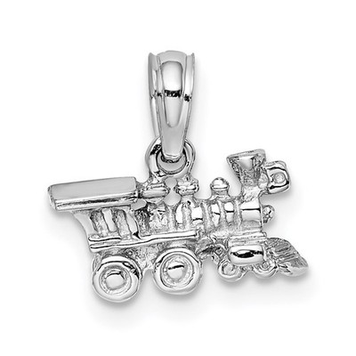 14K Weißgold 3-D Miniatur Zug Charm Anhänger perfektes Geschenk für sie
