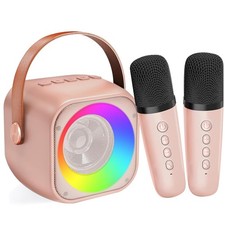 Mini Karaoke Machine for Kids Adults, Portable Bluetooth Speaker with 2 Wirel...
