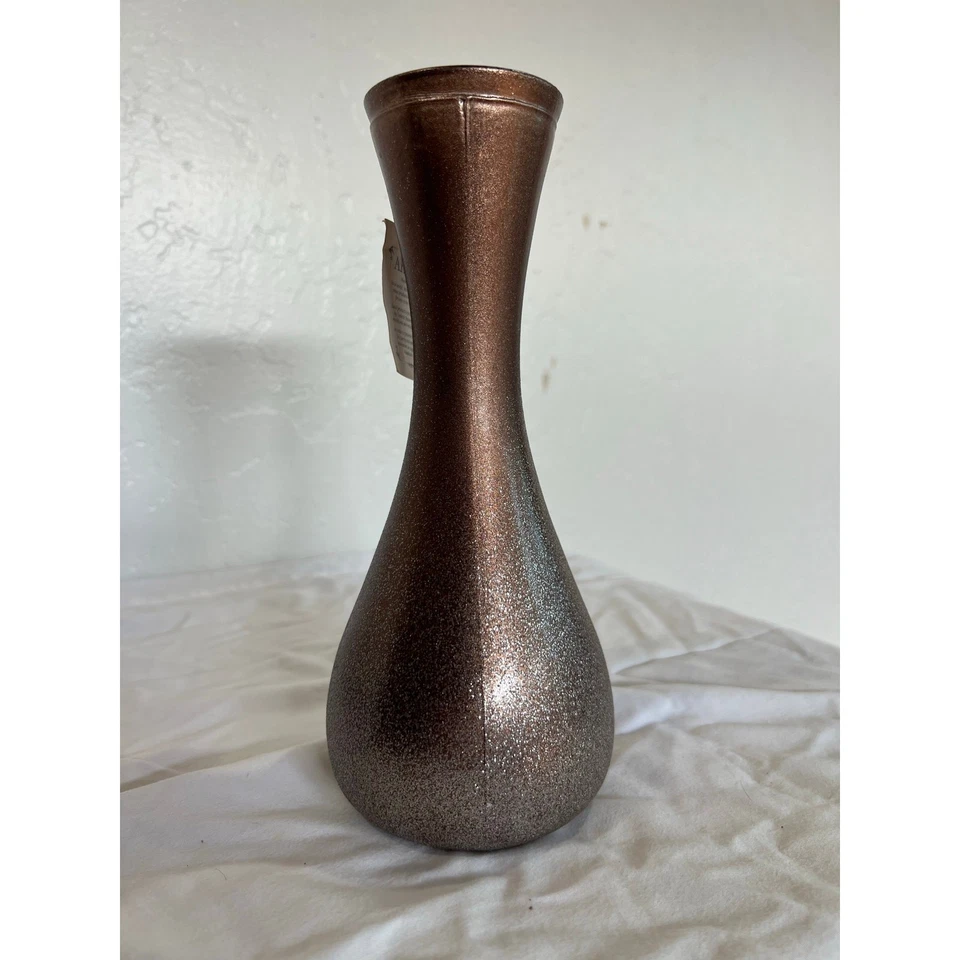 "Florero texturizado hecho a mano de bronce metálico AKCAM NUEVO CON ETIQUETAS hecho en Turquía 8""" Foto 2 de 4