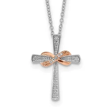 Sterling Silver & 10kt Gold Accent Diamond Pend Necklace