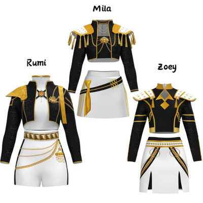 Idol Girl Singer Zoey Rumi Mira Cosplay Black Costume Halloween Party Hunter set