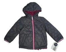 London Fog Girl Black Red Fur Quilted Reversible Hooded Winter Jacket Coat 4 4T