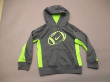 NIKE THERMA-FIT Size 4 Boys Gray Front Pocket Fleece Lined Athletic Hoodie 472