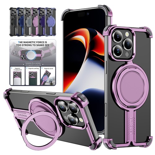 For iPhone 16 Pro Max 15 14 13 12 Metal Frameless Mag Safe Magnetic Stand Case - Picture 14 of 21