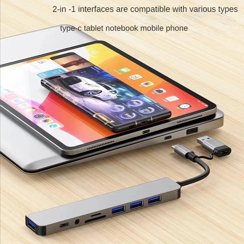 USB HUB With Reader USBC Port USB 3.0 / 2.0 Splitter Card Reader Docking Station USB HUB With Reader USBC Port USB 3.0 / 2.0 Splitter Card Reader Docking Station