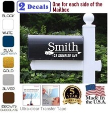 CUSTOM PERSONALIZED VINYL MAILBOX NUMBERS LAST NAME DECAL, SET OF 2 Model 14