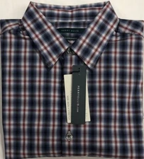 New Perry Ellis Dress/Casual Long Sleeve Shirt Blue Plaids Size S $18.99