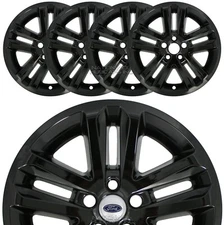 4 BLACK 2011-2017 Ford EXPLORER 18" Alloy Wheel Skins Full Rim Covers Hub Caps