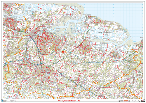 Medway Postcode Map - ME Postcodes Sectors, Poster of Medway Postcodes - Picture 1 of 6