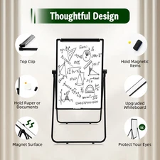 Black Frame Portable Whiteboard Height Adjustable Flip Chart Writing Memo Board