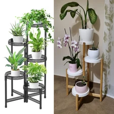 Vertical Tiered Bamboo Plant Stand Corner Flower Pot Holder Display Shelf Rack