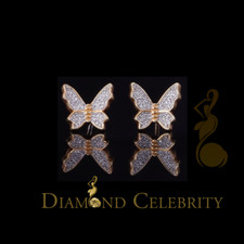 Butterfly Stud Earrings Yellow 925 Sterling Silver Women's 0.50ct Cubic Zirconia