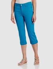 NEW NYDJ 6 Not Your Daughter Jean Alyssia Rhinestone cuff CROPPED POOLSIDE blue