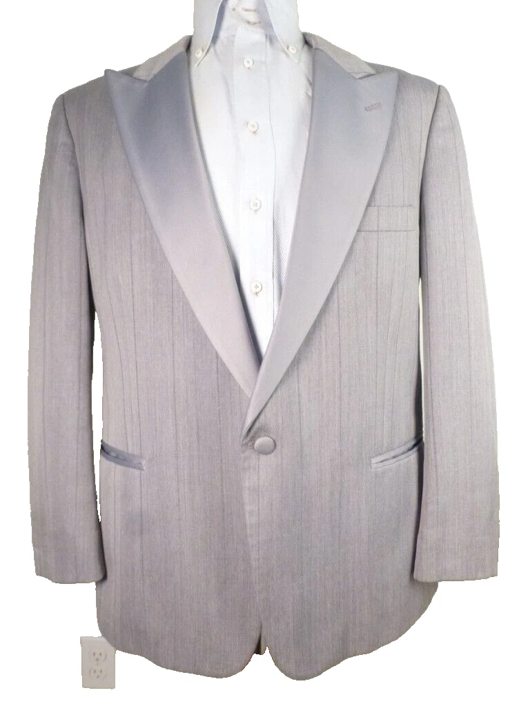 Giacca smoking Christian Dior vintage 43S blazer con risvolto a punta grigio