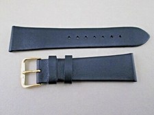 22mm lug size men's black soft genuine leather calfskin watch band strap