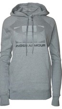 Under Armour Women's Cotton Blend Fleece Big Logo Graphic Hoodie Grey 1360263