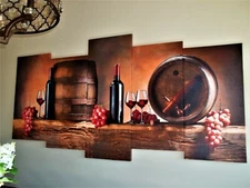 Wall Art Fruit Grape Red Wine Glass Painting ~Cao Decor Art~ 5 Panels+40" x 80"