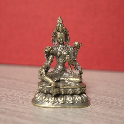 Solid Brass Green Tara Lord Buddha Statue Tantric Buddha Figure Buddhist Tea Pet