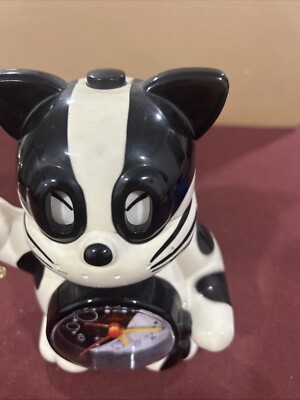 JINMEI Cat Alarm Clock W/ Bugle CARTOON Black White NOT WORKING