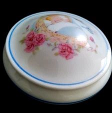 Limoges France Porcelain Lidded Round Trinket Box Babby Patchi