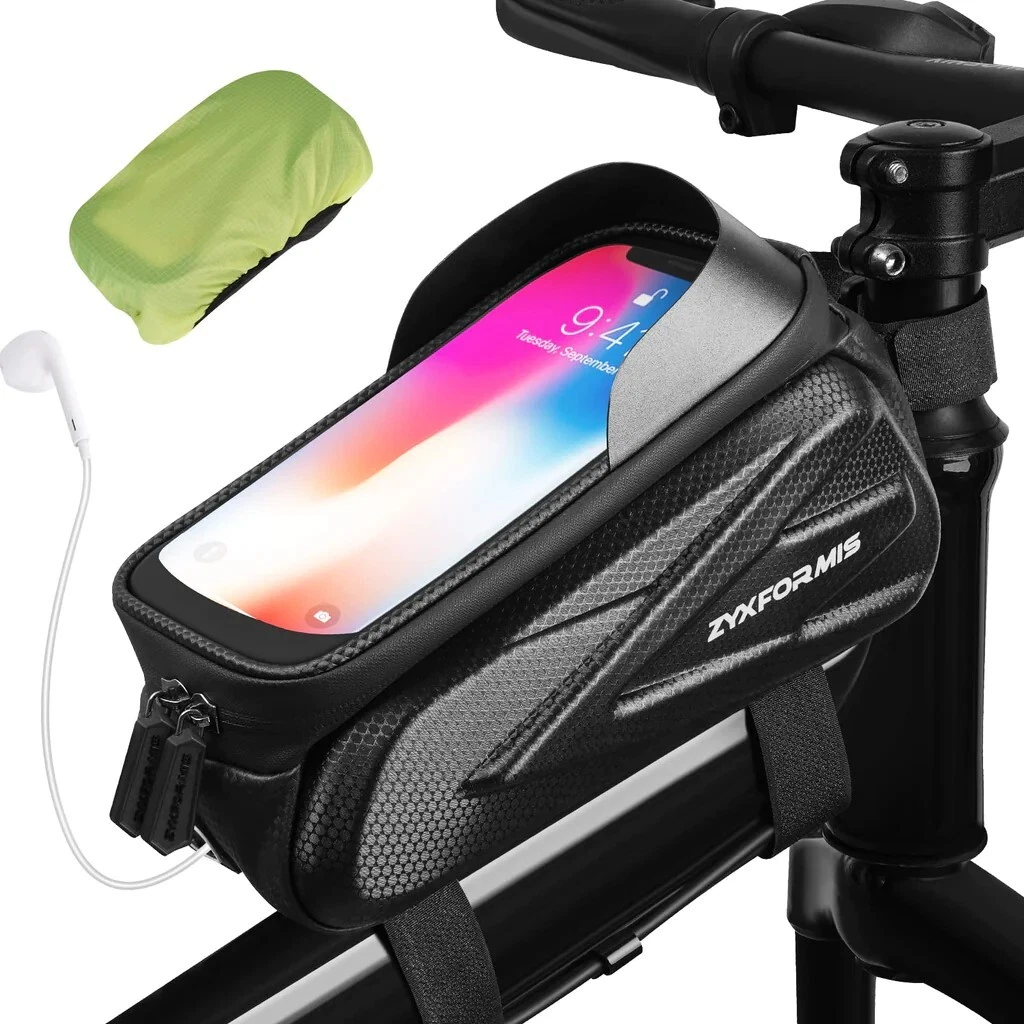 Bike Frame Bag with TPU Screen with Sun Visor and Rain Cover