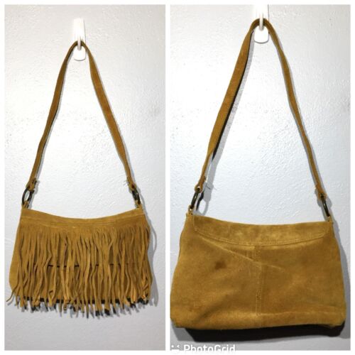 Tan Bohemia Vegan Leather Fringe Bags Crossbody Vintage Message