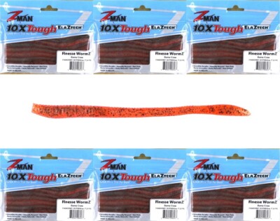 (6) Unopened Packs Bags Z-Man 7'' Finesse Wormz Worm Bama Craw Brand New