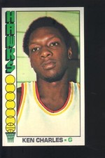 1976-77 TOPPS BASKETBALL JUMBO CARD KEN CHARLES #121 EX-EX/MT HAWKS