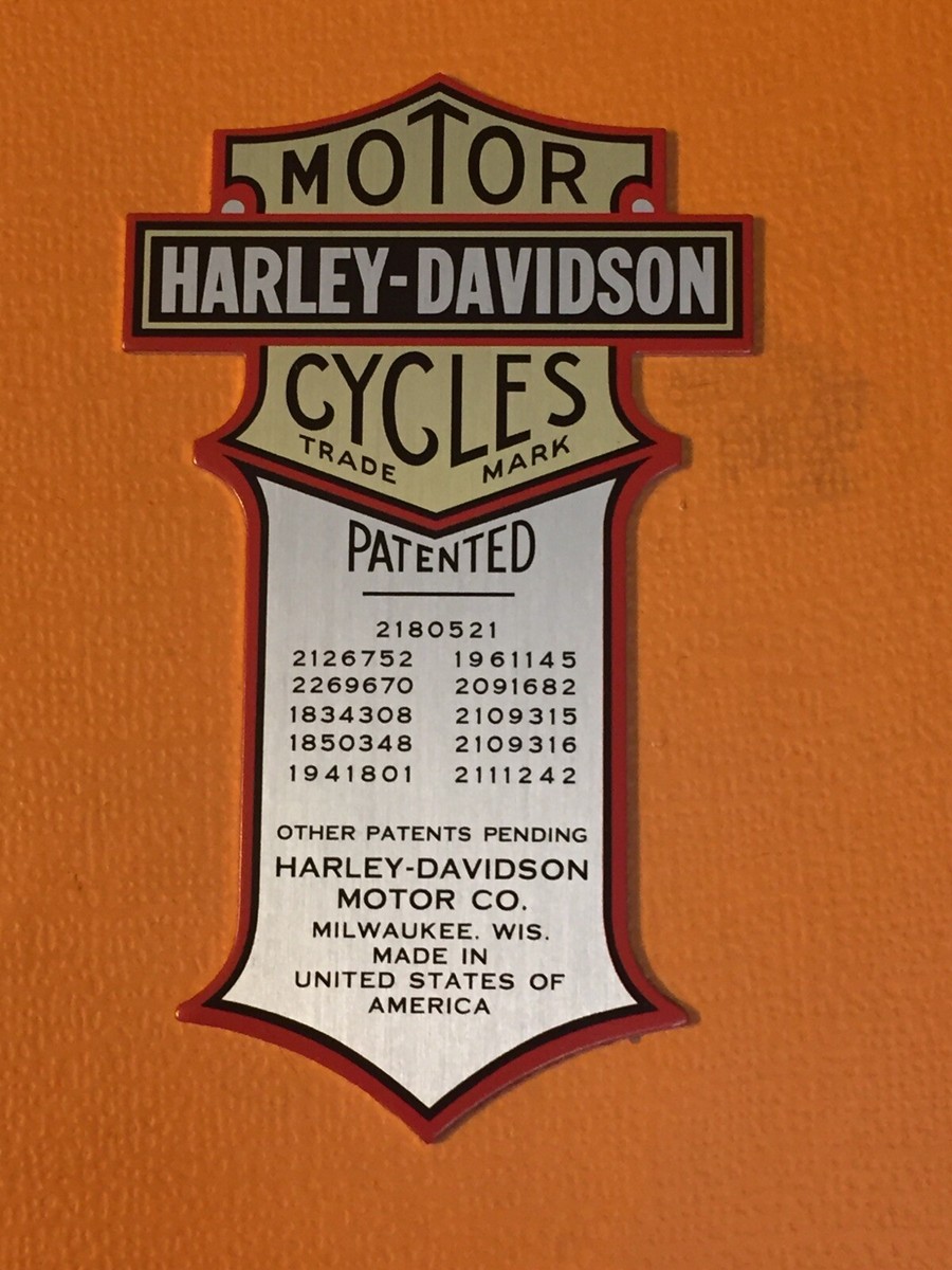 Rページ Harley Patented Metal Oil Tank Decal Knucklehead Panhead Flathead